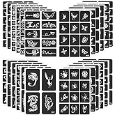 FANOST Henna Stencils 24 Sheets, 400+ Temporary Tattoo Stencils | for Kids Teens Adults, Glitter Tattoo Stencils For Face Hand Back Body Art