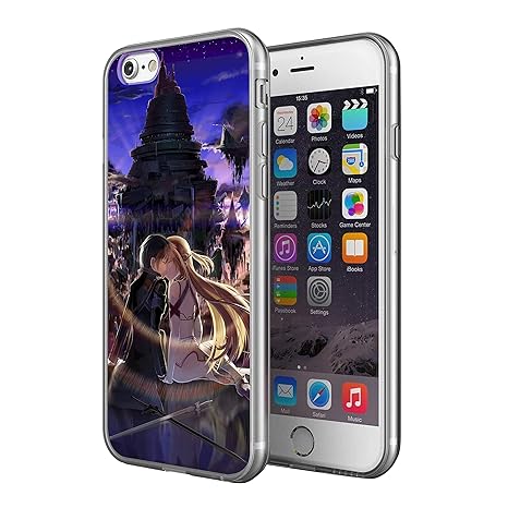 Sword Art Online – Kirito und Asuna Silikon Gel Gummi Stoßfest XS Schutzhülle Handy Hülle für iPhone 6/6S iPhone 7/8 iPhone X/XS iPhone XR Cool Anime Geschenk