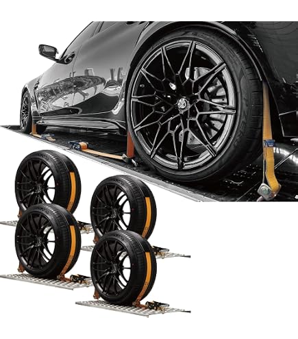 KJE Reflective Car Tie Down Straps 4-Pack - 2"x10', 10,000LB Break Strength, With J-Hooks & Rubber Blocks For Trailers
