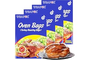 WRAPOK 16 Bags Oven Cooking Turkey Bags Large Size Ribs Baking Roasting Bags No Mess For Chicken Meat Ham Poultry Fish Seafood Vegetable(17 x 21.5 Inch)