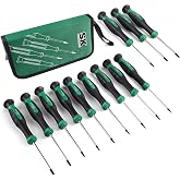 SK 12-Piece Mini Screwdriver Set, Precision Screwdriver Set, Small Kit | Micro Electronics Screwdrivers, Magnetic Slotted/Phillip/Star Tips, Premium Alloy Steel, SureGrip Handle, with Zipper Pouch