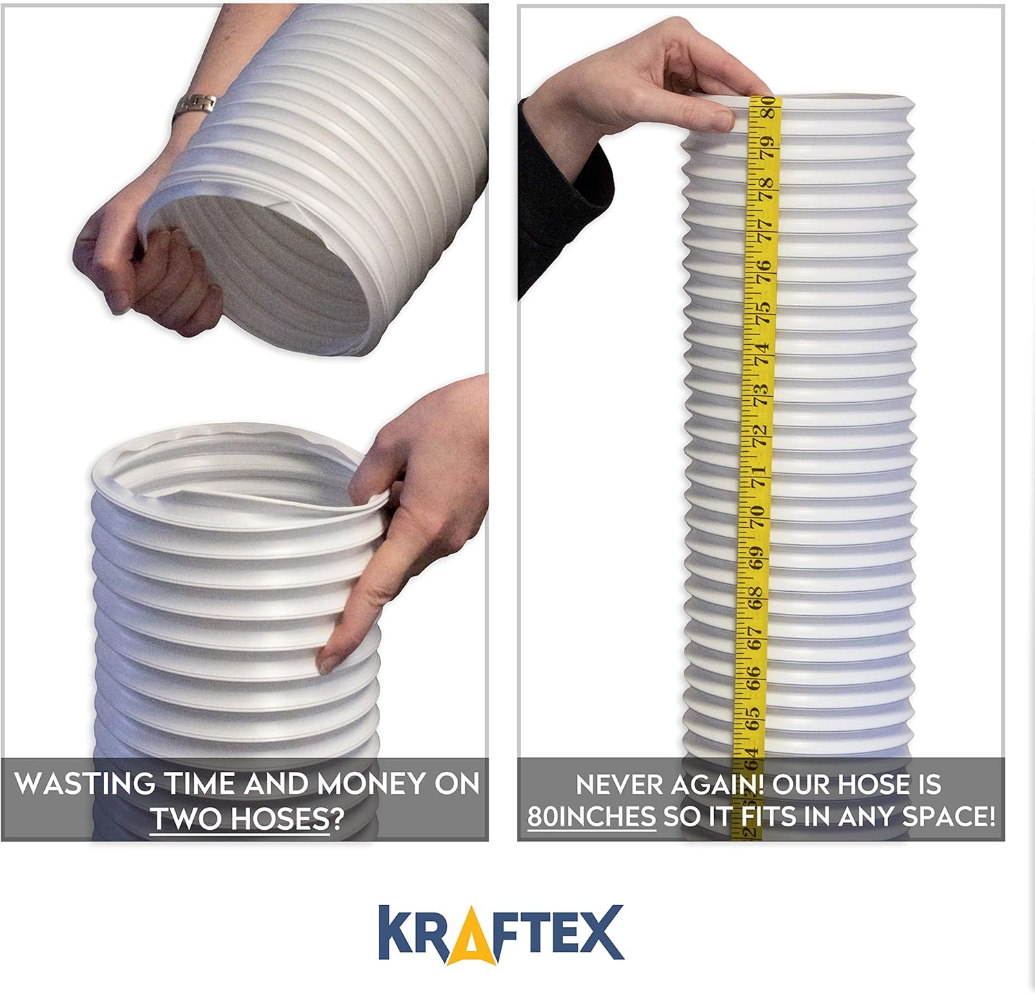 Air Conditioner Hose. Portable Exhaust Vent with 5.9" Diameter, Anti-Clockwise Thread & Length up to 80". Great for LG, Delonghi and Many More Portable Air Conditioners: Appliances