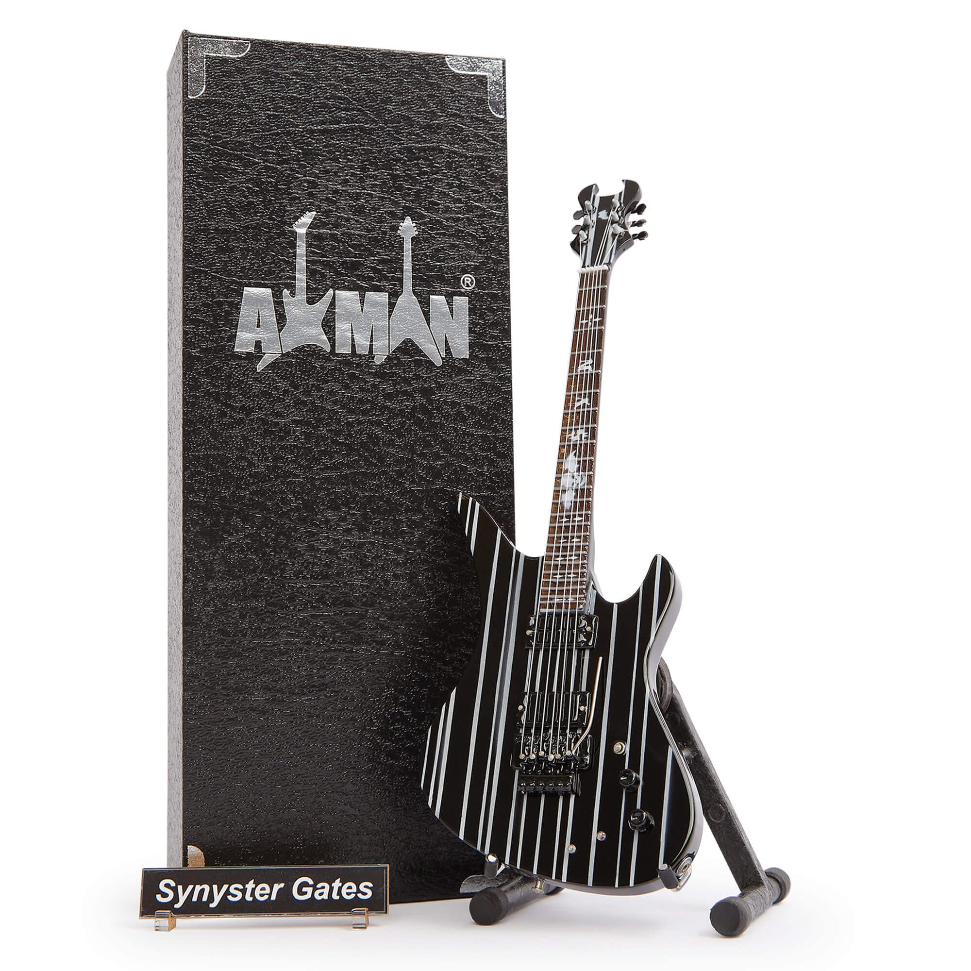 Synyster Gates (Avenged Sevenfold) Signature Schecter - Miniature Guitar Replica - Music Gifts - Handmade Ornamental 1/4 Scale - Includes a Display Box, Name Tag and Miniature Stand