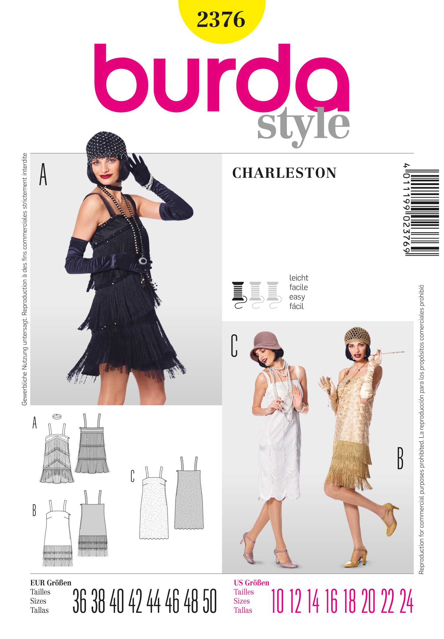 Burda B2376 Dress Sewing Pattern 19 x 13 cm