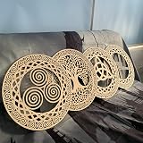 Walarky Celtic Symbol Wall Decor Set 4 Pieces 12 Inch Wood Triskelion Triquetra