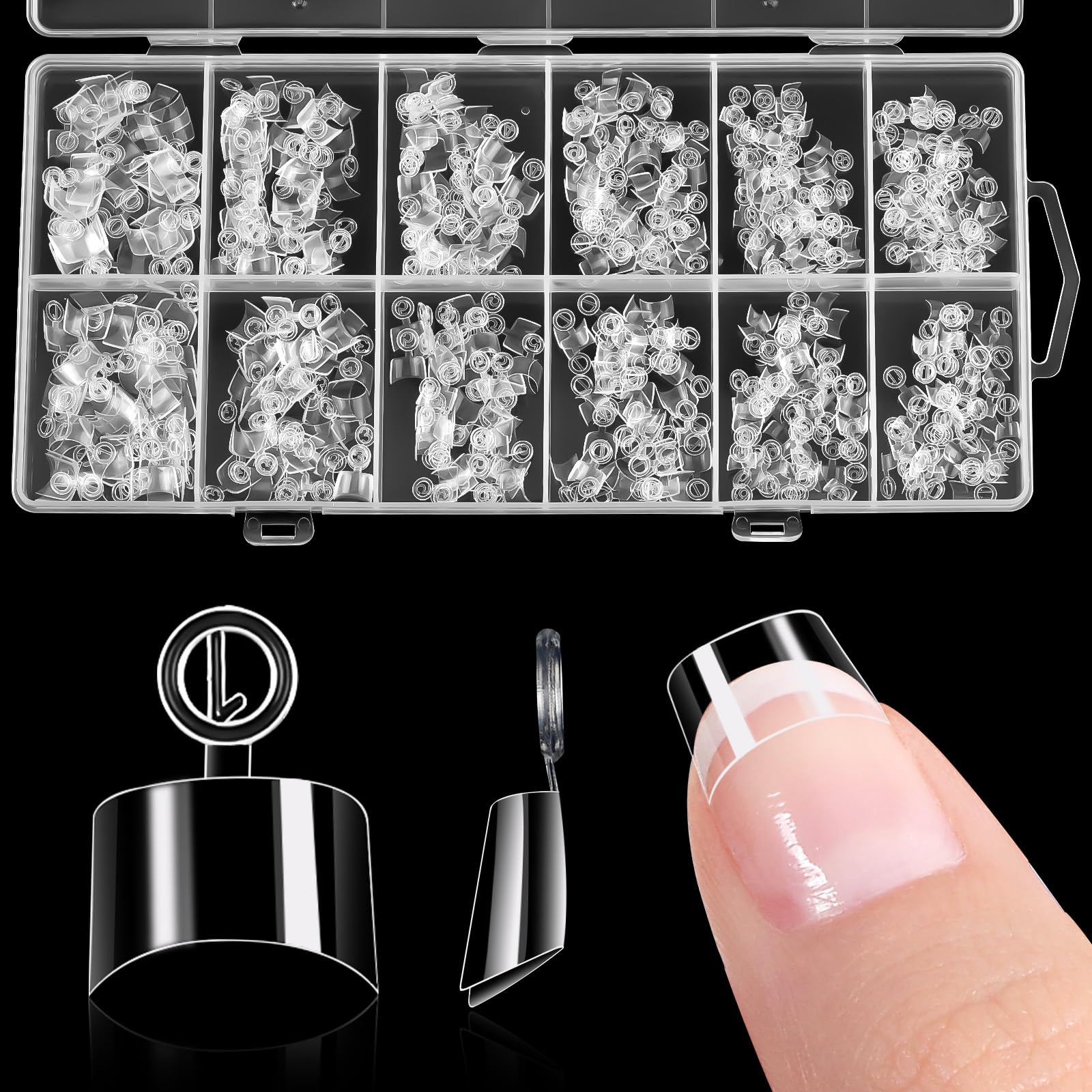 600Pcs Short Nail Tips, Half Cover Square Acrylic Nails Tip Extra Short Clear Fake Nails Clear False Artificial Tips for Manicure with Box