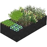 Hlimior 128 Gallon Fabric Raised Garden Bed, 6x3x1ft Large Garden Grow Bag Outdoor 8 Grids Planter Box Felt Planting Container for Growing Tomatoes Potatoes Plants Flowers, Black