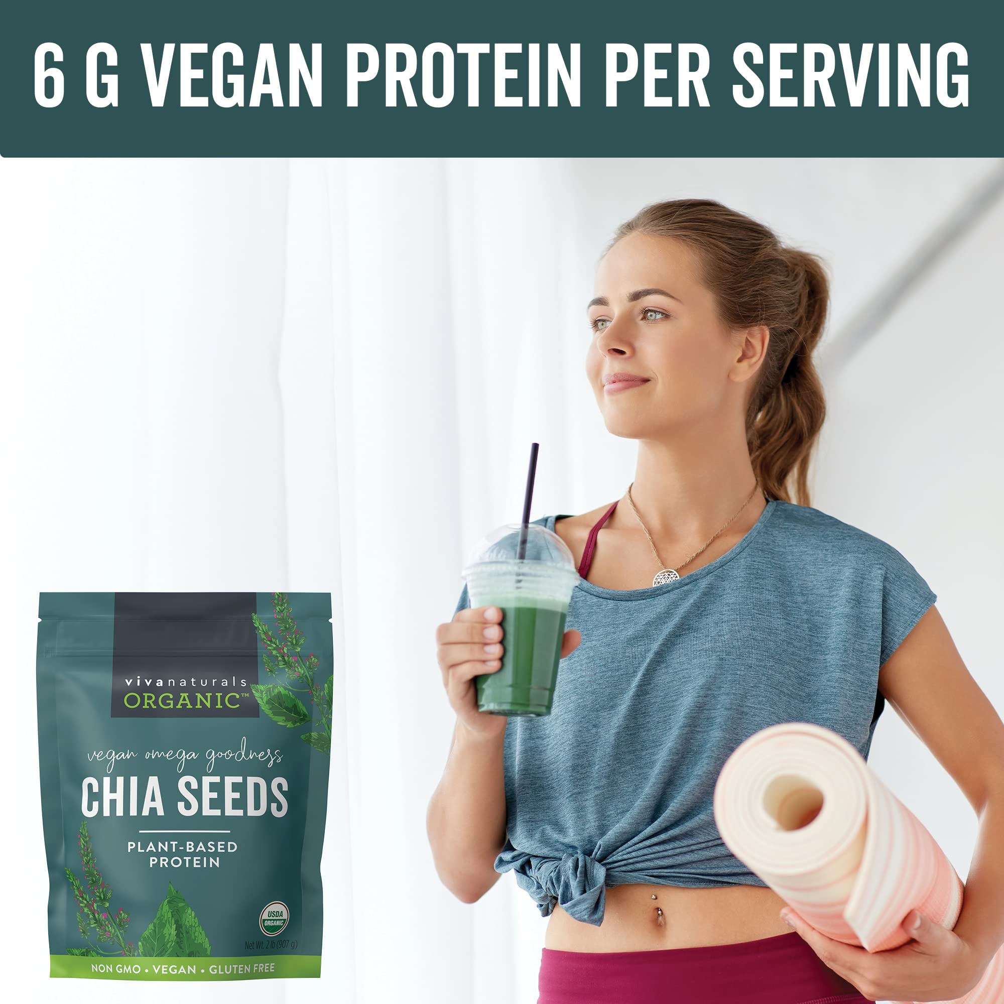 Viva Naturals Organic Chia Seeds PlantBased Omegas 3 and Vegan