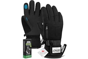 Hikenture Snow Gloves for Men&Women, 3M Thinsulate Waterproof Skiing Gloves with Pocket and Touchscreen Functionality