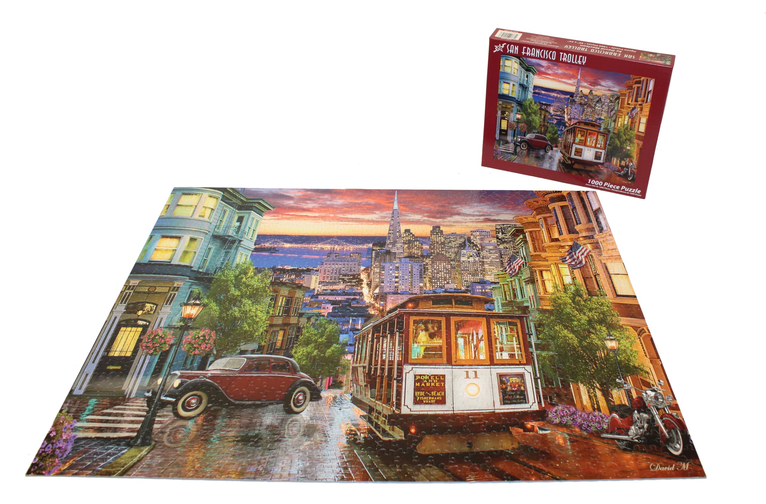 Vermont Christmas Company San Francisco Trolley Jigsaw Puzzle 1000 Piece - Family Time Jigsaw Puzzles for Adults with Large & Random Shaped Pieces - Display-Ready Fully Interlocking Puzzle (30”x24”)