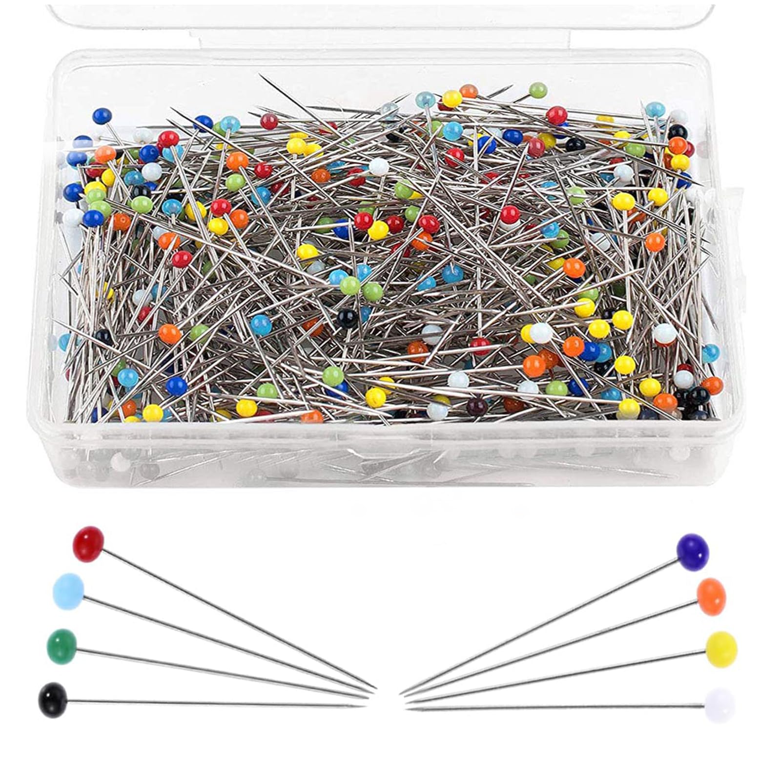 Dressmaking Pins for Sewing & Quilting: 500 Pcs Sharp Glass Head Sewing Pins for Fabric, Crafts & Jewelry Making - Ideal for DIY Projects, Tailoring & Alterations - Great for Beginners & Professionals