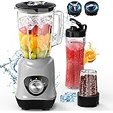 Personal Blender for Shakes and Smoothies, Portable Blender and Grinder Combo with No-BPA 34oz Blender Cup, 20oz To-Go Cup & 