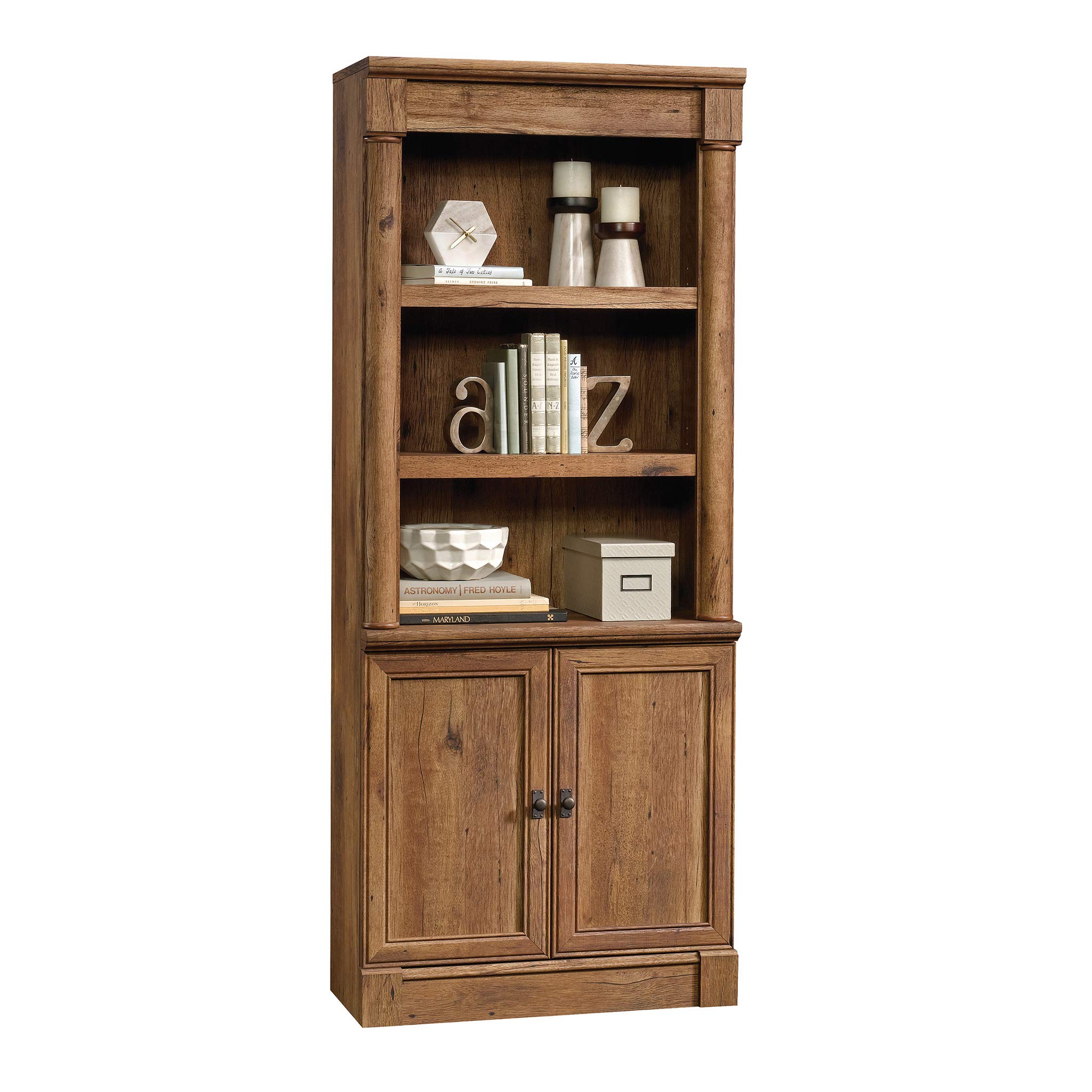 Sauder 420609 Palladia Library with Doors, L: 29.37" x W: 13.90" x H: 71.85", Vintage Oak Finish