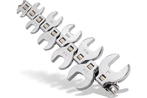 RAMPRO Crows Foot Wrench Set (SAE/Inch) Easily Access Hard-To-Reach Areas, Ideal for Tight Spaces, Great for Automotive Repair Work - Includes Sizes: From 3/8" to 1 Inch - 10-Piece Kit With Clip-on Organizer