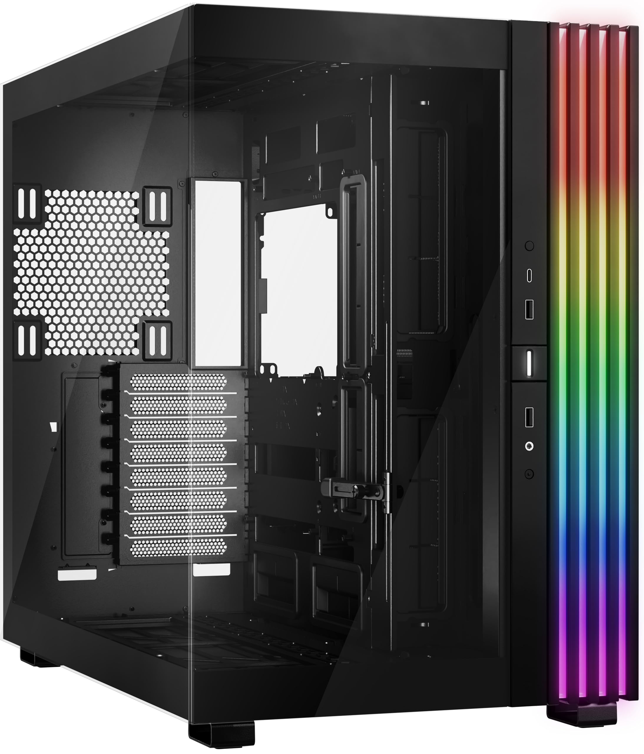 be quiet! Light Base 900 DX Black PC-Gehäuse, atemberaubender Panorama-Blick, Show Case, Dual Chamber Design, massiver ARGB LED-Streifen, invertiert und horizontal nutzbar, E-ATX Mainboard kompatibel