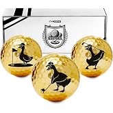 CybGene Funny Golf Gifts with Goose, 3-Pack Gold Golf Balls Set | Goose Theme Novelty Golf Balls, Golf Gifts for Men Women Father Grandpa Boss