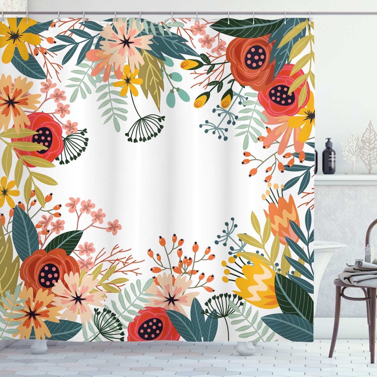 Amazon Com Ambesonne Floral Shower Curtain By Vintage Exotic