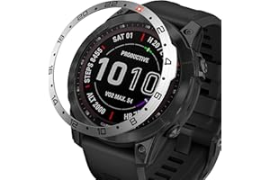 BAIHUIAM Bezel Ring Compatible with Garmin Fenix 7 Series, Stainless Steel Bezel Ring Adhesive Cover Anti Scratch & Collision Protector, Silver