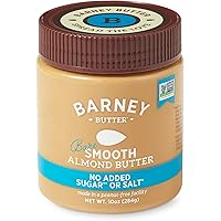 BARNEY Almond Butter, Bare Smooth, No Sugar No Salt, Paleo, KETO, Non-GMO, Skin-Free, 10 Ounce