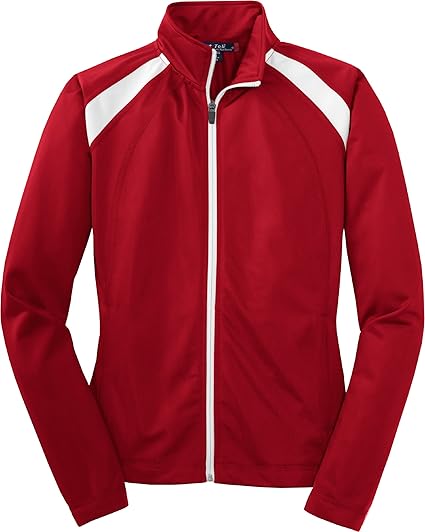 red and white track jacket