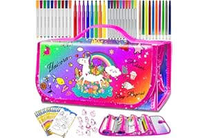 weirtoya 70 PCS Washable Scented Markers with Glitter Pencil Case, Unicorn Arts and Crafts for kids 4-6-8 Kids Coloring Drawing Kits for 4-8 Years Old Girls Xmas Gifts Stocking Stuffers