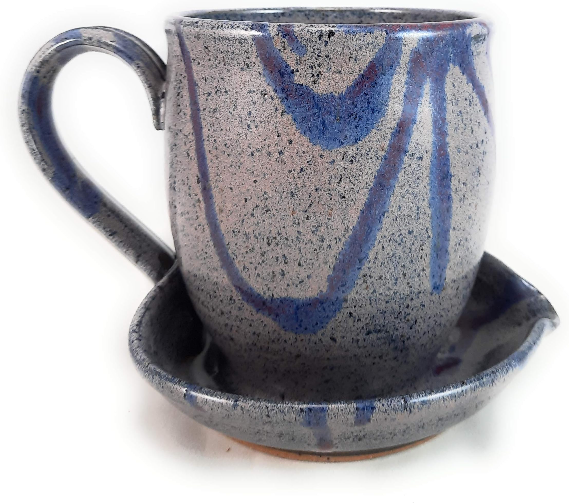 Midnight Sun PotteryCeramic Microwave Bacon Cooker - Blue with Raspberry