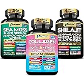 Parrox Ultimate Wellness Trio - Sea Moss, Black Seed Oil, Ashwagandha, Ginger, Burdock Root, Rhodiola Rosea, Panax Ginseng, Turmeric, Collagen Types I II III V X, Biotin, Keratin, Hyaluronic Acid