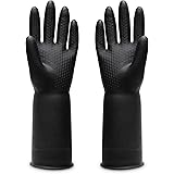 Uxglove Chemical Resistant Gloves, Work Heavy Duty Industrial Rubber Gloves,12.2",Black 1 Pair