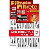 Filtrete ADP01-2PK-2 16x25x4 AC Furnace Air Filter, MPR 1000, Fits Honeywell and Lennox Devices, Micro Allergen Defense Deep 