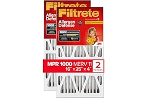 Filtrete ADP01-2PK-2 16x25x4 AC Furnace Air Filter, MPR 1000, Fits Honeywell and Lennox Devices, Micro Allergen Defense Deep Pleat, 2-Pack (Actual Dimensions 15.88 x 24.56 x 4.31), 2 Count