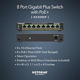 NETGEAR GS308EP 8 Port PoE Plus Gigabit Switch 62W Desktop Wall Mount view 2