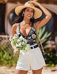 AI'MAGE Women One Piece Swimsuit Sexy V Neck
