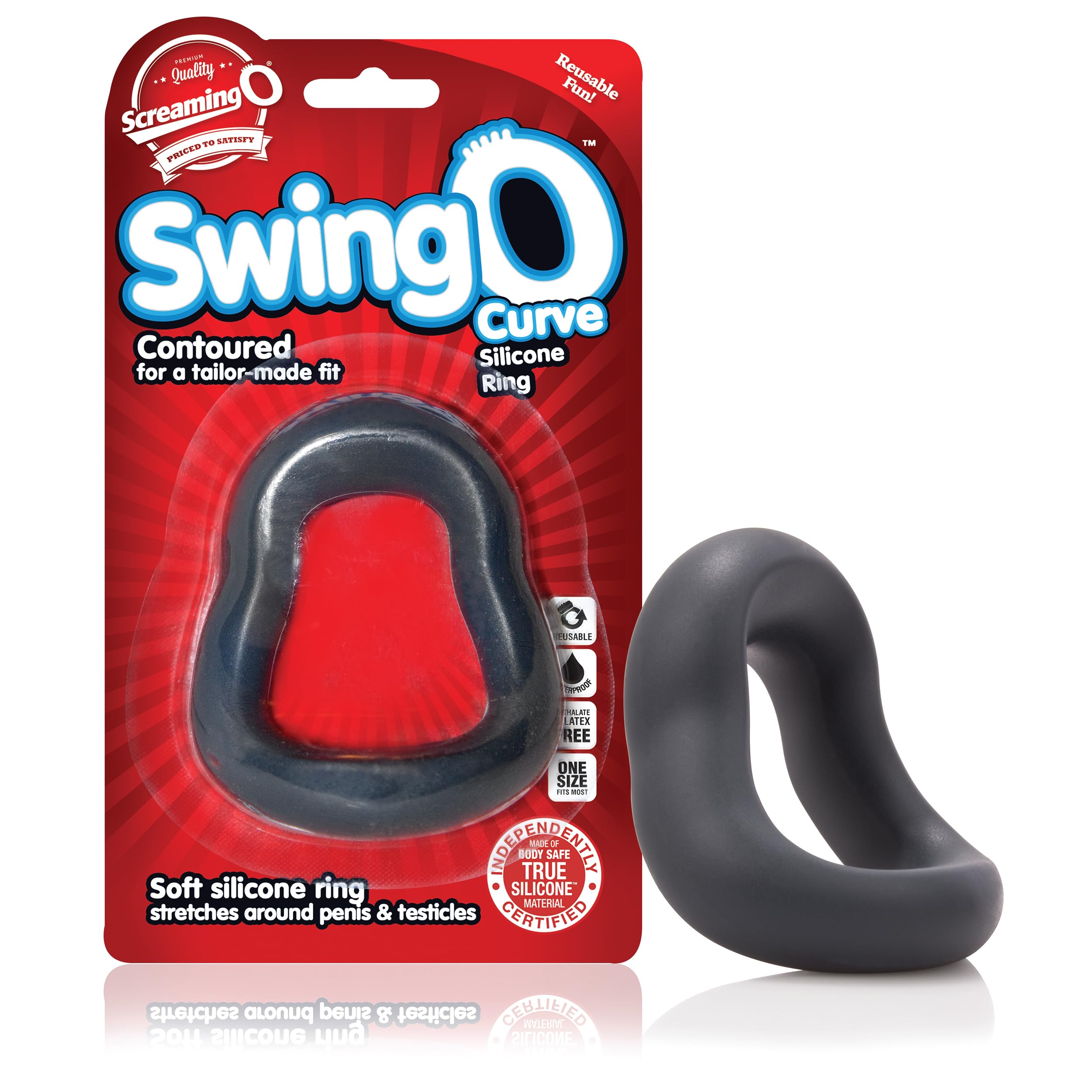 Screaming O Swingo Curved Silicone Cock Ring, Grey