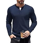 COOFANDY Mens Knit Henley T-Shirts Dress Long Sleeve Sweater Casual Collarless Quarter Button Pullover