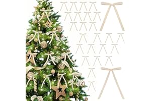 SIL VFR 24pcs Velvet Bows for Christmas Tree, Christmas Wreath Bows, Christmas Velvet Bows Country Crafts Gift Bows Vintage Velvet Ribbon Bows Christmas Home Decoration Wedding Outdoor Indoor (Champagne)