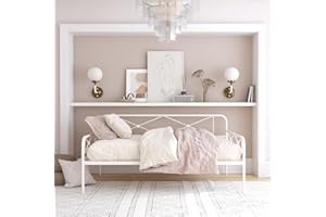 REALROOMS Allysa Metal Daybed with Steel Frame, Full, White