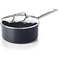 GreenPan Prime Midnight Healthy Ceramic Nonstick, Saucepan 3QT, Black
