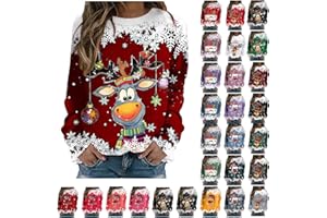 Christmas Sweatshirts for Women Funny Reindeer Red Wine Glass Graphic Pullover Long Sleeve Christmas Crewneck Sweater
