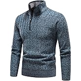 Mylldey Quarter Zip Sweater Men's Pullover Sweaters Knit Long Sleeve Sweater Mens