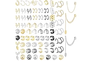 Dochais Ear Cuff Helix Cartilage Clip on Earrings Ear Cartilage Clip on Wrap Earrings Ear Cuffs for Women Men Non Piercing Ear Piercing Fake Earrings Set(Gold/Silver)
