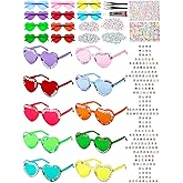 AGGKKY 20 Pairs DIY Heart Shaped Sunglasses for Women Girl Colorful Rainbow Glasses Rimless Fun Trendy Transparent Heart Sunglasses Party Favors
