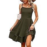 Caracilia Dresses for Women Summer Spaghetti Strap Tiered Cocktail Party Teen HOCO Short Mini Dresses Casual Formal Outfits