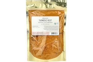 PURE INDIAN FOODS Organic Turmeric Root Powder Spice - (High Curcumin 4-5%) No fillers or additives, Freshly Packed in 7.5 oz Resealable Bag (Pack of 1)