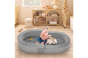 Lynxor Toddler Travel Bed, Foldable 2-in-1 Travel Bed Kids Sofa Chair, Convertible Couch to Travel Bed for Boys and Girls with Carry Bag