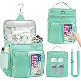 Portable Shower Caddy College Dorm Essentials, Large Toiletry Bag for Women Men, 2 Layers Quickly Dry Mesh Bathroom Tote Bag, Hanging Makeup Organizer Bag for Travel, Gym, Camping (Mint Green)