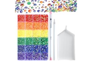 Nibiru 28800Pcs Rainbow AB Resin Flatback Rhinestones Kit, Jelly Rhinestones Mixed Color Round Shape for Nail Crafts Tumbler Non-hotfix 2mm, 3mm, 4mm, 5mm