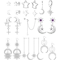 Amazon.com: Drperfect 11 Pairs Star And Moon Earrings For