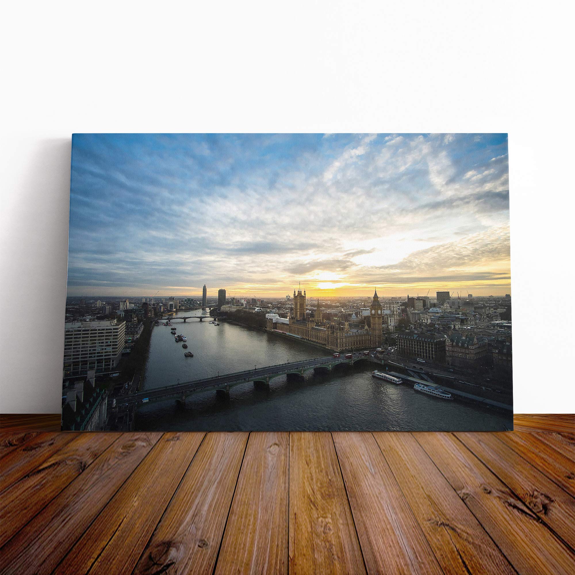 Big Ben Houses of Parliament London Skyline Canvas Print | Gallery Wrapped 30mm Frame Wall Art | 20x14 inches | Ready to Hang | Modern Cityscape Picture | Living Room Bedroom Lounge Office