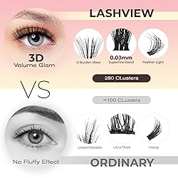 LASHVIEW Lash Clusters 3D 280pcs D Curl Lash