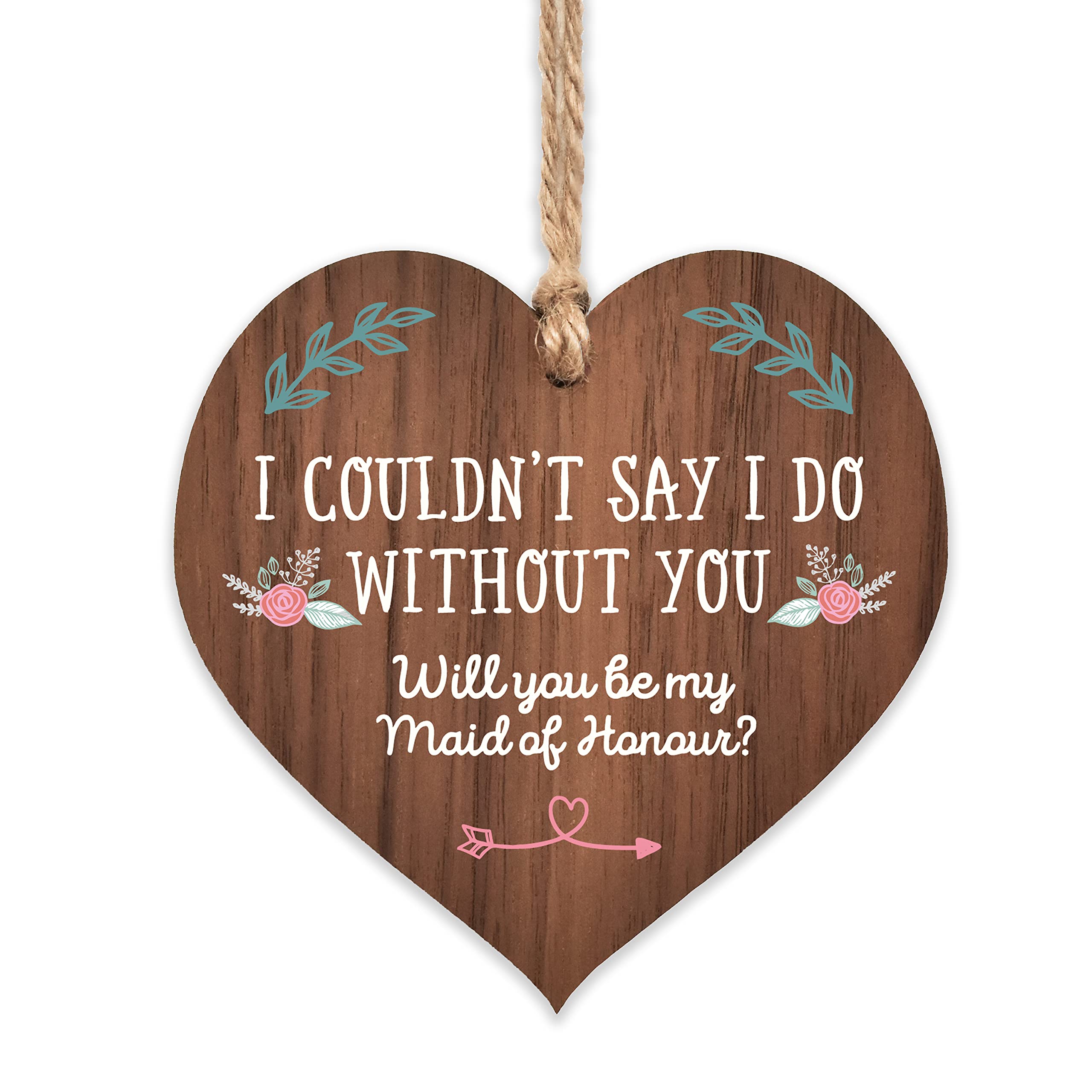 Will you be my maid of honour gifts | proposal floral ornament for women | wedding uk gift bags | womans daughter keepsake | thank you presents poem hen party | pink green flowers patterns